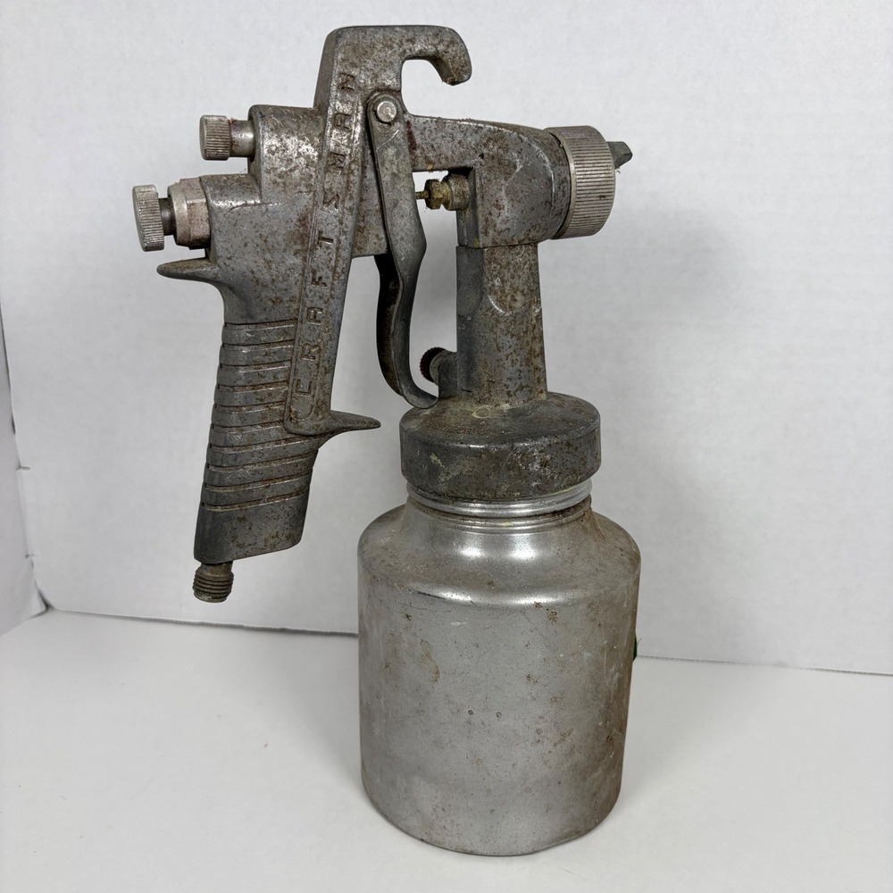 Vintage Craftsman Pneumatic Paint Spray Gun Silver Industrial Tool Resto Decor